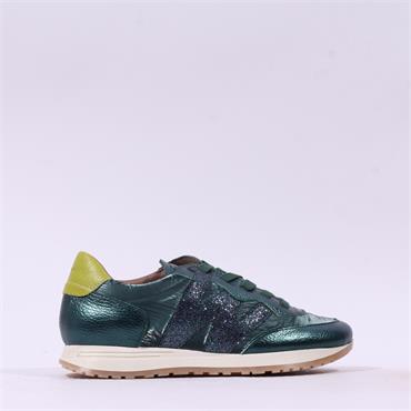 Wonders Towanda Nylon Laced Trainer - Green Combi